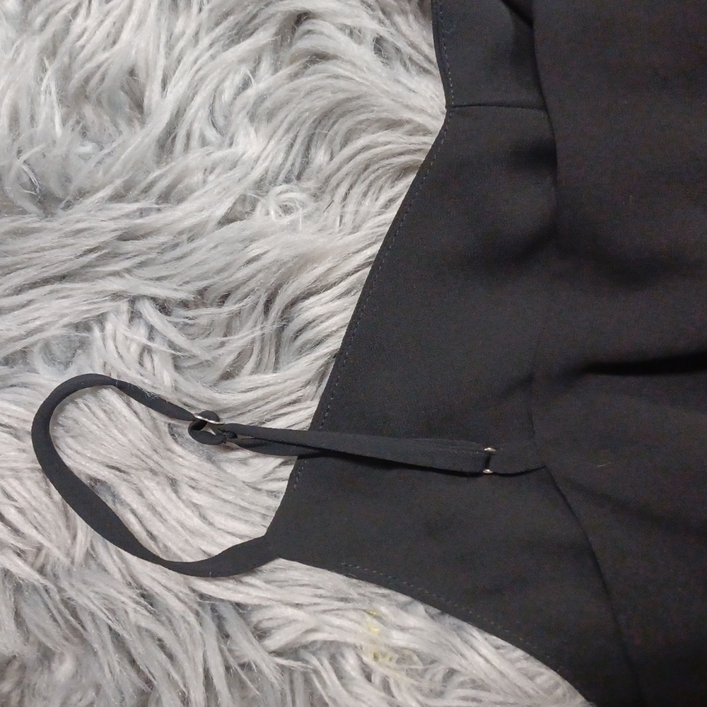 Naked Zebra black blouse, S Small cinch waist design, spaghetti straps - Picture 3 of 7